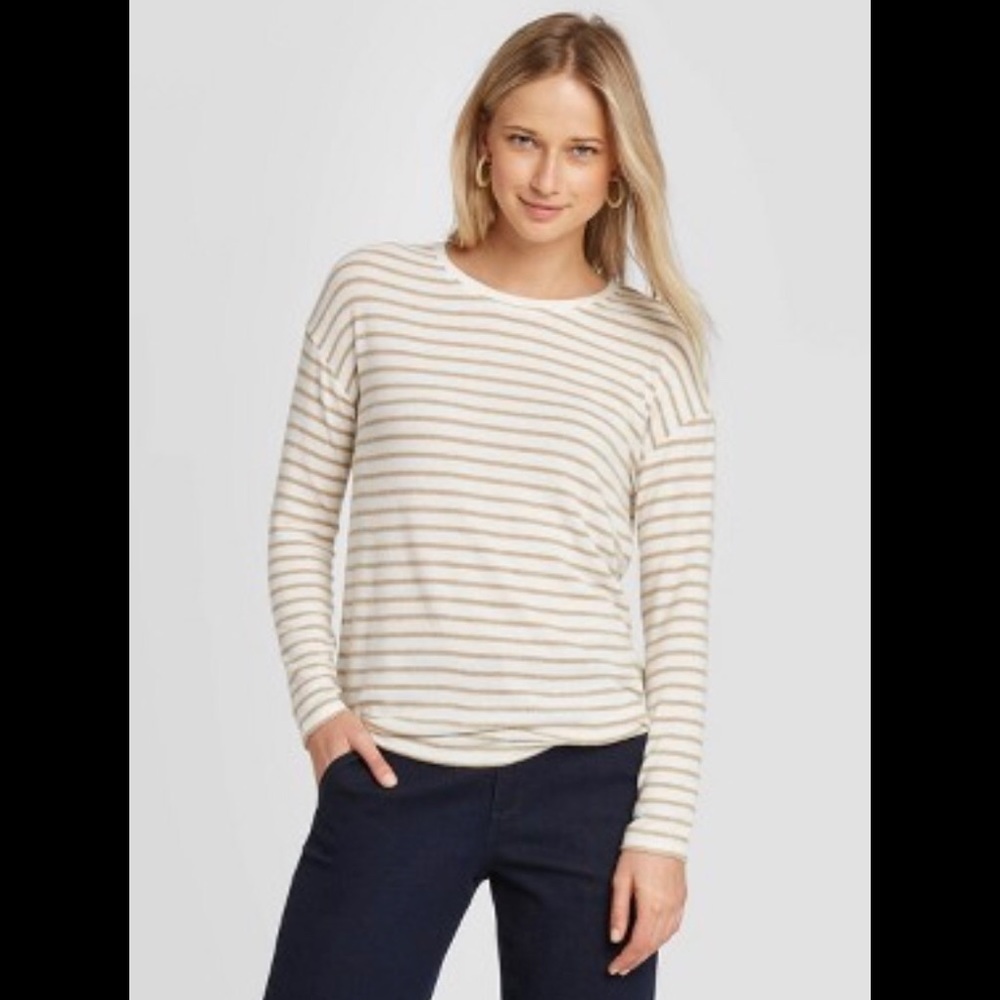 Striped Long Sleeve T-Shirt  Brown XXL
